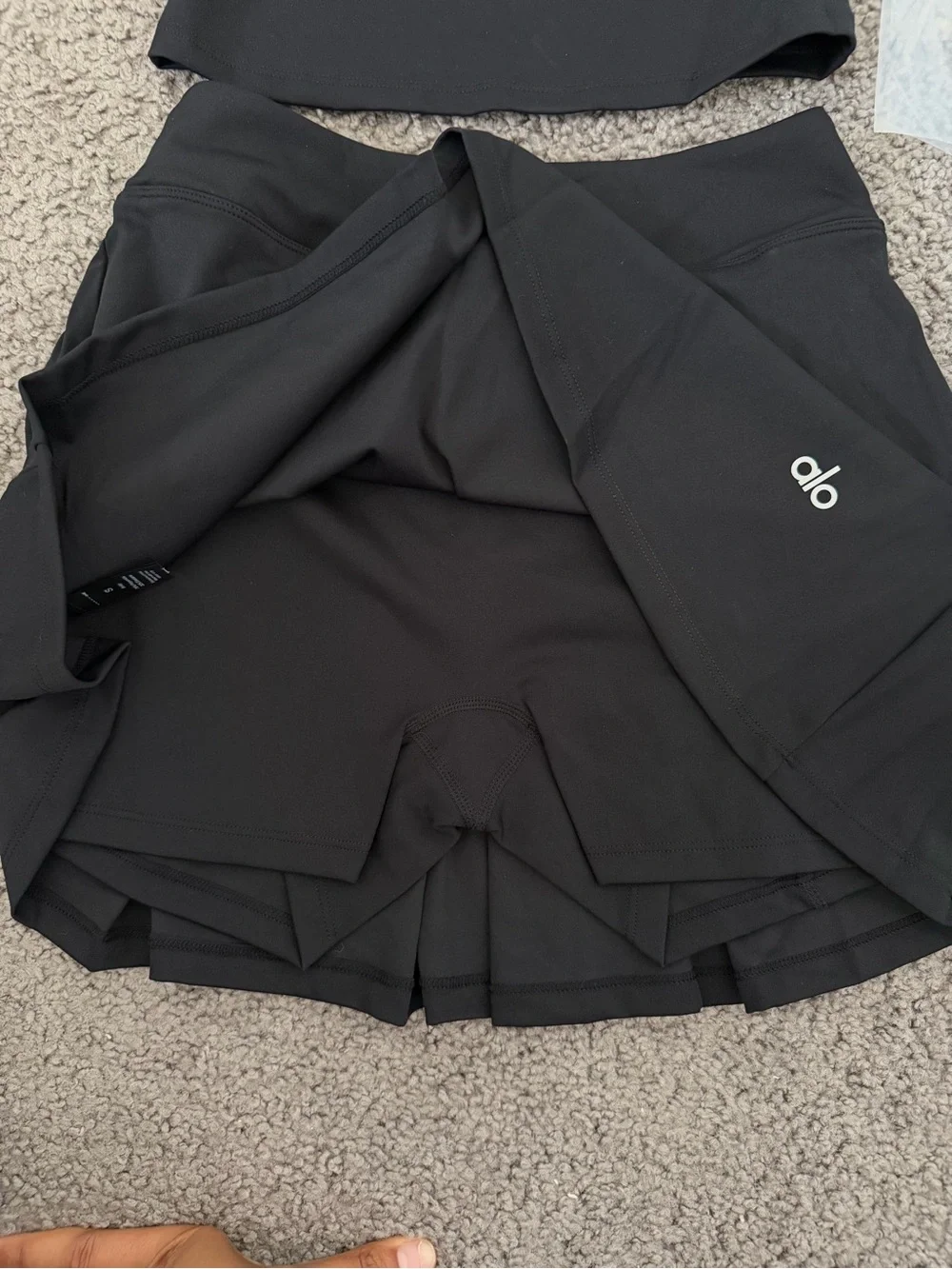 ALO Yoga Black Mini Skirt with Built-In Shorts